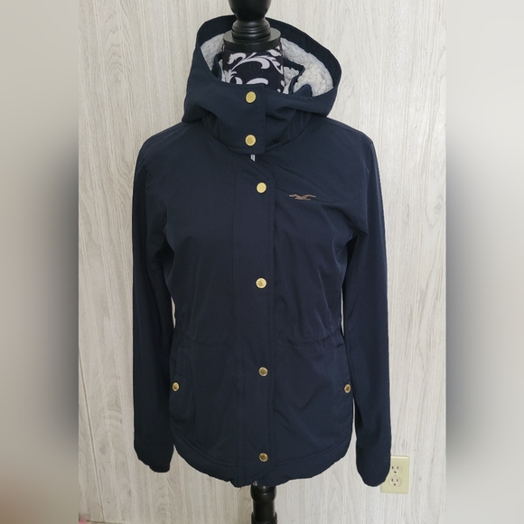 Women's Hollister Size S Sherpa Lined Navy Jacket All-Weather Collection - Picture 16 of 16